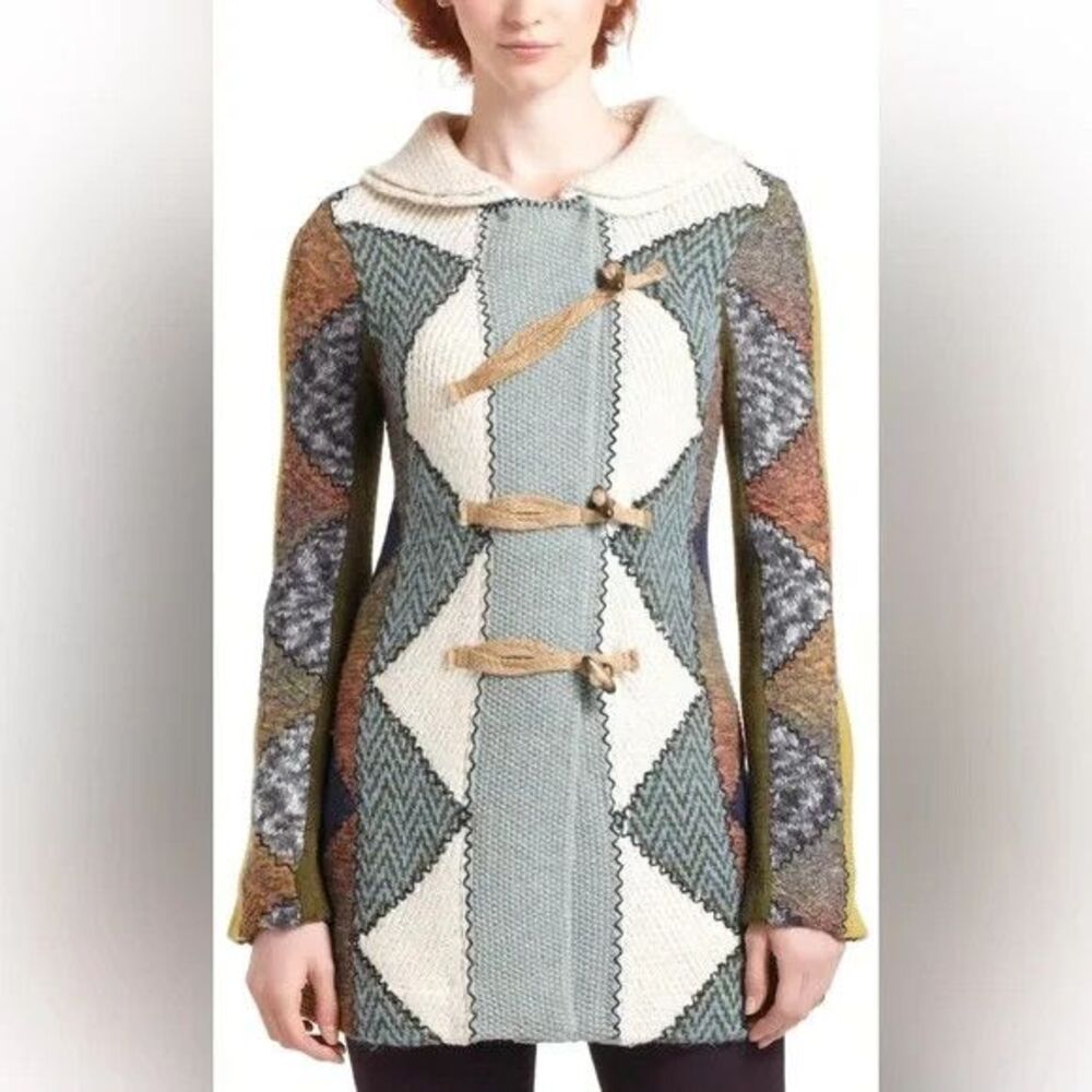 Anthropologie Charlie & Robin Harlequin Cardigan~Alpaca Wool Blend Size Small
